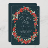 レッドベリエレガントー+ユーカリプトゥスクリスマスパーティー 招待状 (正面/裏面)