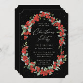 レッドベリエレガントー+ユーカリプトゥスクリスマスパーティー 招待状 (正面/裏面)