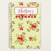 レッドベリパーソナライズされたー開花オングリーンプランナー プランナー手帳 (正面)