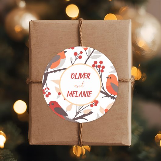 レッドベリモダンーホリデイズバードバカスタムーズ ラウンドシール