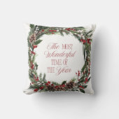 レッドベリモダンー植物性リースクリスマス クッション (正面)