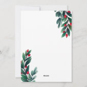 レッドベリーとシルバーグリーン緑メリークリスマス シーズンカード (裏面)