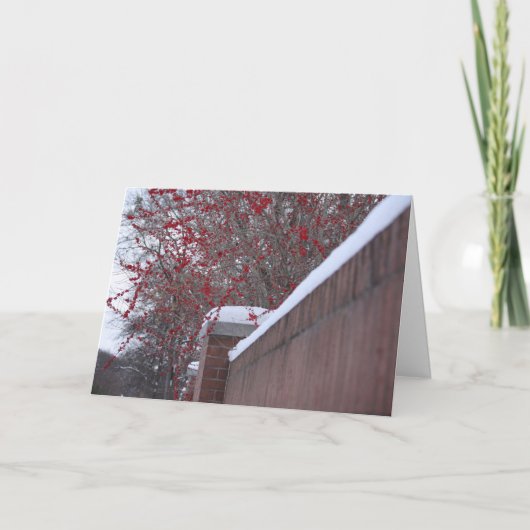 レッドベリーとスノーフェンスクリスマスカード シーズンカード (正面)