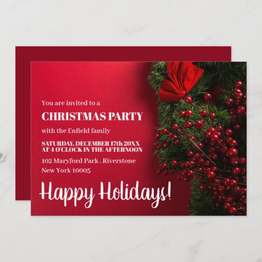 レッドベリーとミスタントー、クリスマスパーティー招待状 案内状 (正面/裏面)