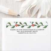 レッドベリーと緑の差出人住所ラベル ラベル (インサイチュ)