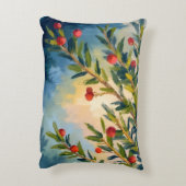 レッドベリーと緑 | ウィンターホリデー アクセントクッション (裏面(縦))