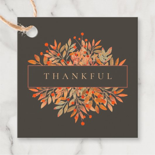 レッドベリーと離れカスタマイズ可能な茶色の植物体 フェイバータグ (正面)