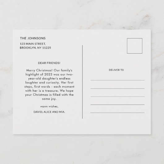 レッドベリーのクリスマスリース年次報告書 ポストカード (裏面)