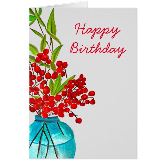 レッドベリーの水彩画 (正面)