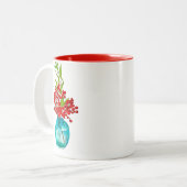 レッドベリーの水彩画 ツートーンマグカップ (正面左)