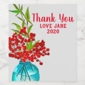 レッドベリーの水彩画 ワインラベル (シングルラベル)