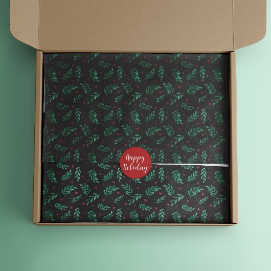 レッドベリークリスマスパターンブラック 薄葉紙