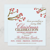 レッドベリークリスマスパーティの招待状 招待状 (正面/裏面)