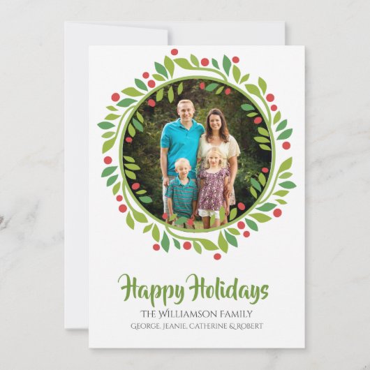 レッドベリークリスマスリースフォトカード シーズンカード (正面)
