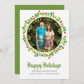 レッドベリークリスマスリースフォトカード シーズンカード (正面/裏面)