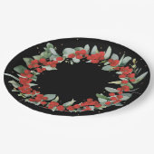 レッドベリークリスマスリースホリデーパーティー ペーパープレート (アングル)