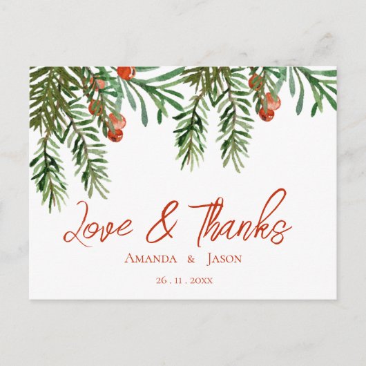 レッドベリークリスマス結婚フェスティバルサンキュー ポストカード (正面)