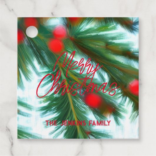 レッドベリーグリーンパインズメリークリスマス フェイバータグ (正面)