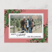 レッドベリーグリーンホリーかわいい植物株 ポストカード (正面)