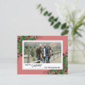 レッドベリーグリーンホリーかわいい植物株 ポストカード (スタンド正面)