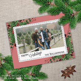 レッドベリーグリーンホリーかわいい植物株 ポストカード