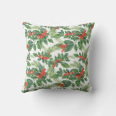 レッドベリーグリーンホリーフローラクリスマスホリデー クッション (裏面)