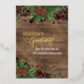 レッドベリーグリーンホリーボタニカルリーフ金ゴールド 箔シーズンカード (正面)