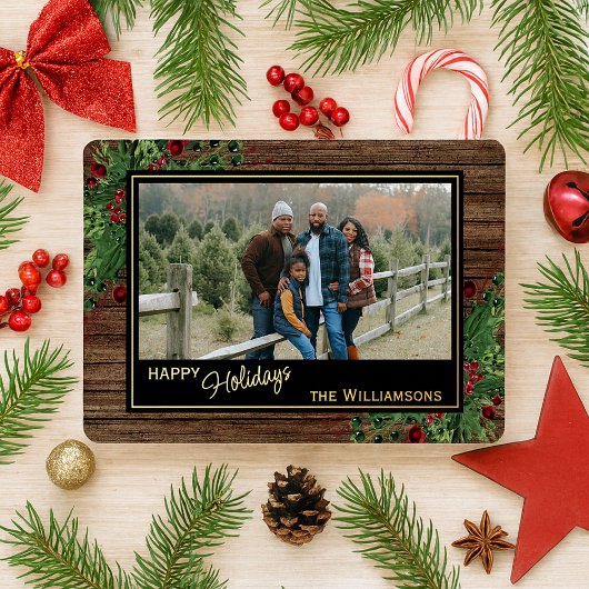 レッドベリーグリーンホリーボタニカルリーフ金ゴールド 箔シーズンカード