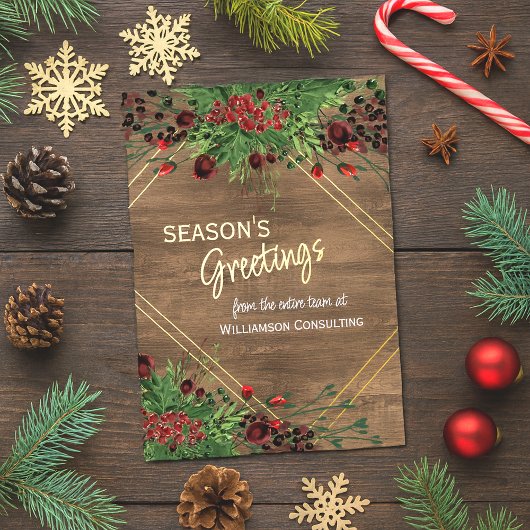 レッドベリーグリーンホリーボタニカルリーフ金ゴールド 箔シーズンカード