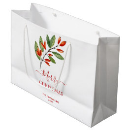 レッドベリーグリーンリークリスマスホリデー ラージペーパーバッグ