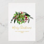 レッドベリーグリーンリービジネスクリスマス金ゴールド 箔シーズンカード (正面)