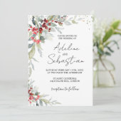 レッドベリーグリーンリーリーフ結婚式招待状 招待状 (スタンド正面)