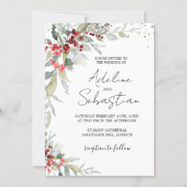 レッドベリーグリーンリーリーフ結婚式招待状 招待状