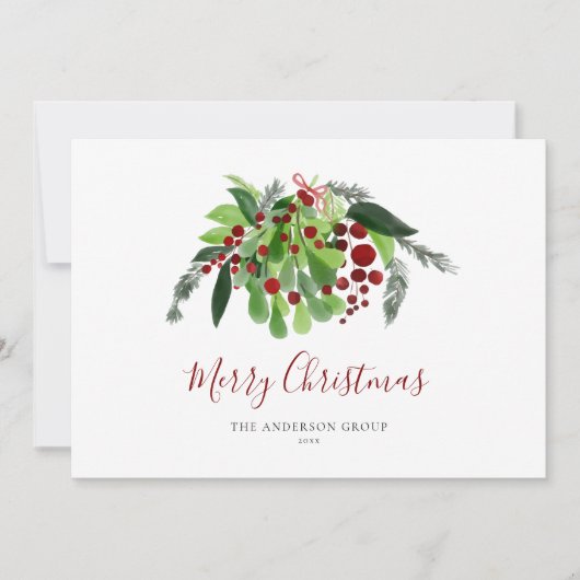 レッドベリーグリーンリー企業のビジネスクリスマス シーズンカード (正面)