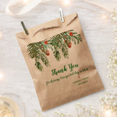 レッドベリーグリーン葉クリスマスウェディングパーティー フェイバーバッグ (クリップ留めされた状態)