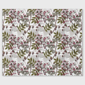 レッドベリーグリーン葉コインフラワー ラッピングペーパー (フラット)