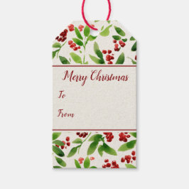 レッドベリーグリーン離れクリスマスホリデーデザイン ギフトタグ