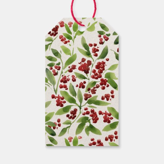 レッドベリーグリーン離れクリスマスホリデーデザイン ギフトタグ (裏面)