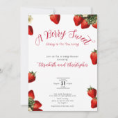 レッドベリースイートストロベリーガールベビーシャワー 招待状 (正面)