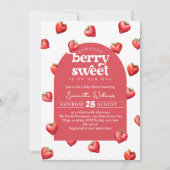 レッドベリースイートストロベリーガールベビーシャワー 招待状 (正面)