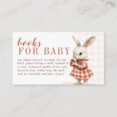 レッドベリースイートバニーベビーシャワーブックスベビー エンクロージャーカード (正面)