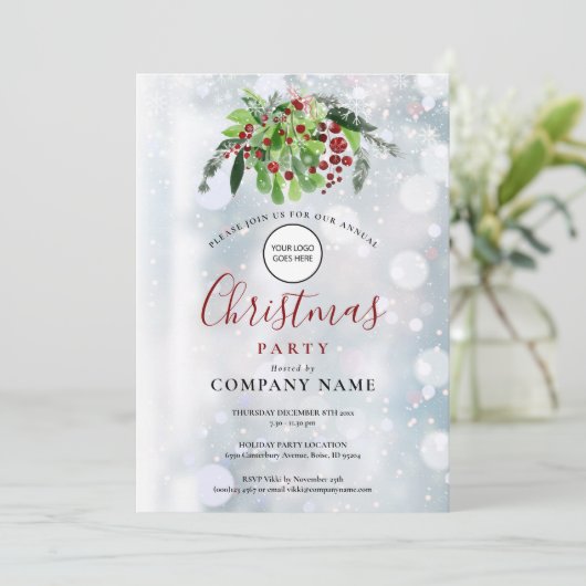 レッドベリースノー会社のロゴクリスマスパーティー 招待状 (スタンド正面)
