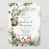 レッドベリーズパインリース結婚ズ婚約パーティ 招待状 (正面/裏面)