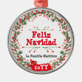 レッドベリーズフェリズナビダッドリース メタルオーナメント (正面)