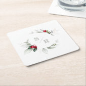 レッドベリーズホリデイ応援ハーズアンドザーモノグラム スクエアペーパーコースター (アングル)