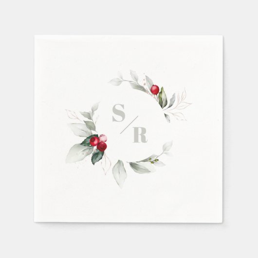 レッドベリーズホリデイ応援ハーズアンドザーモノグラム スタンダードカクテルナプキン (正面)