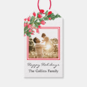 レッドベリーハッピーホリデーズフォト ギフトタグ (正面)