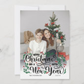 レッドベリービッグフォトメリークリスマスハッピーニューイヤー シーズンカード (正面)