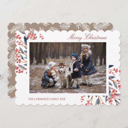 レッドベリーフェスティバルのクリスマスホリデーフォトカード シーズンカード (正面/裏面)