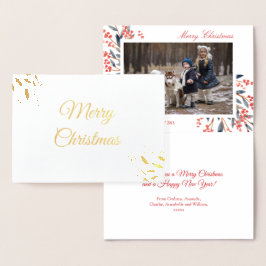 レッドベリーフェスティバルのクリスマスホリデー写真 箔カード